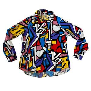 Big Dart button up pop art 80s 90s colorblock statement shirt bold vibrant small